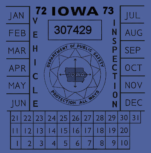 (image for) 1972-73 Iowa inspection sticker